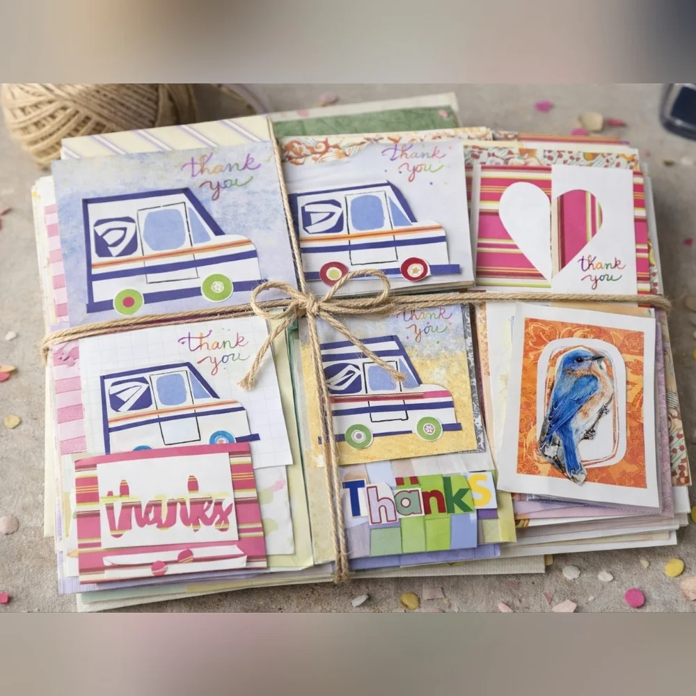 Handmade Thank You Cards Set (8) – Colorful Stationery Bundle – Ready to Ship●